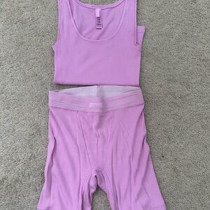SKIMS Pink Tank and Shorts Set
